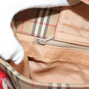 BURBERRY Nova Check Tote Bag Canvas Leather Beige Red gold Auth 130949-11