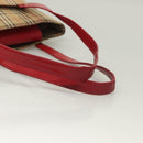 BURBERRY Nova Check Tote Bag Canvas Leather Beige Red gold Auth 130949-7