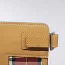 BURBERRY Nova Check Blue Label Hand Bag Nylon Leather Red Silver Auth 130950-10