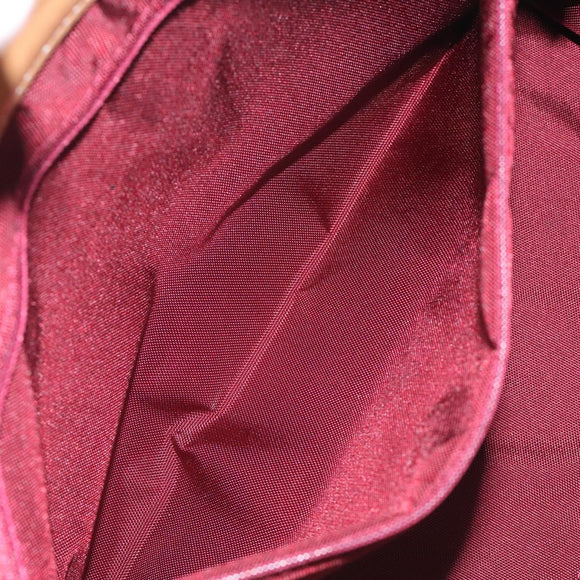 BURBERRY Nova Check Blue Label Hand Bag Nylon Leather Red Silver Auth 130950