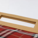 BURBERRY Nova Check Blue Label Hand Bag Nylon Leather Red Silver Auth 130950-8