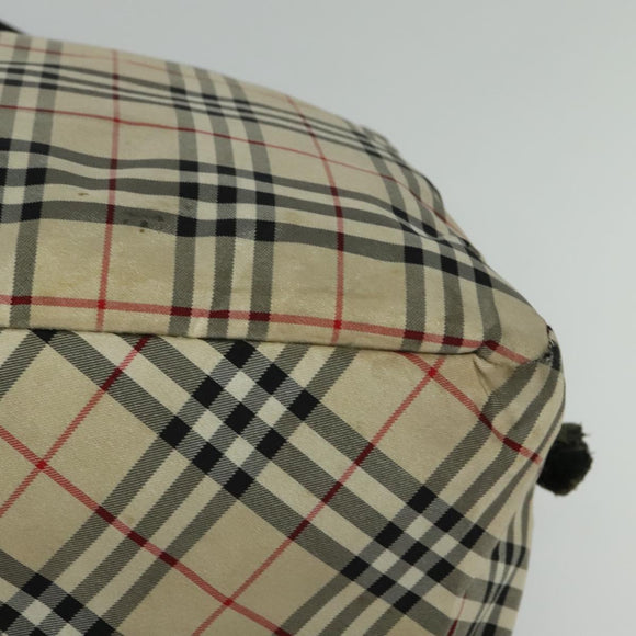 BURBERRY Nova Check Blue Label Tote Bag Nylon Beige Auth 130952