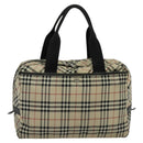 BURBERRY Nova Check Blue Label Tote Bag Nylon Beige Auth 130952-13