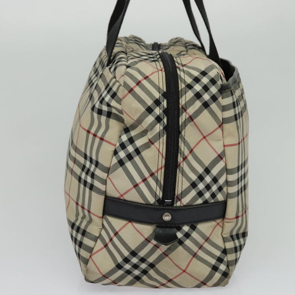 BURBERRY Nova Check Blue Label Tote Bag Nylon Beige Auth 130952