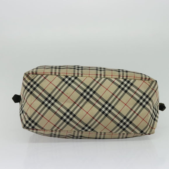 BURBERRY Nova Check Blue Label Tote Bag Nylon Beige Auth 130952