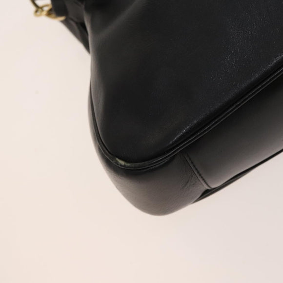 GUCCI Bamboo Hand Bag Leather 2way Black Gold 001 1638 Auth 130957