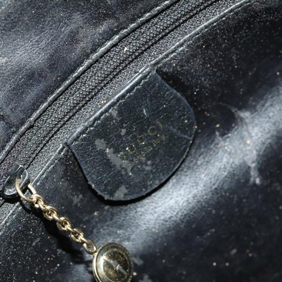 GUCCI Bamboo Hand Bag Leather 2way Black Gold 001 1638 Auth 130957