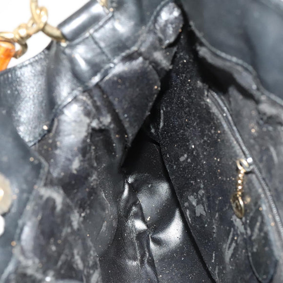 GUCCI Bamboo Hand Bag Leather 2way Black Gold 001 1638 Auth 130957