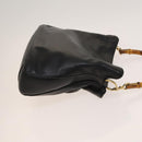 GUCCI Bamboo Hand Bag Leather 2way Black Gold 001 1638 Auth 130957-4