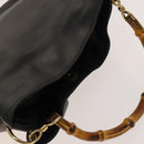 GUCCI Bamboo Hand Bag Leather 2way Black Gold 001 1638 Auth 130957-6
