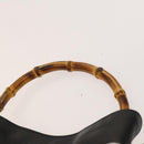 GUCCI Bamboo Hand Bag Leather 2way Black Gold 001 1638 Auth 130957-8