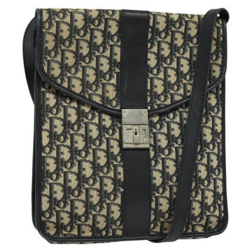 Christian Dior Trotter Canvas Shoulder Bag Navy Silver Auth 130959
