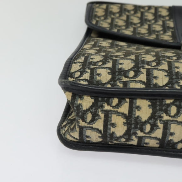 Christian Dior Trotter Canvas Shoulder Bag Navy Silver Auth 130959