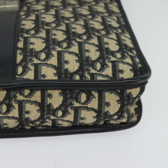 Christian Dior Trotter Canvas Shoulder Bag Navy Silver Auth 130959