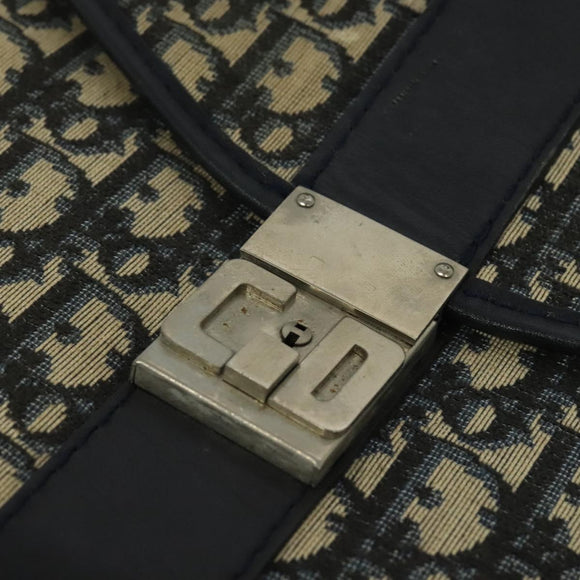 Christian Dior Trotter Canvas Shoulder Bag Navy Silver Auth 130959