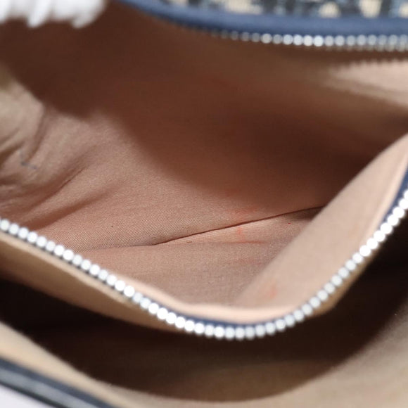 Christian Dior Trotter Canvas Shoulder Bag Navy Silver Auth 130959