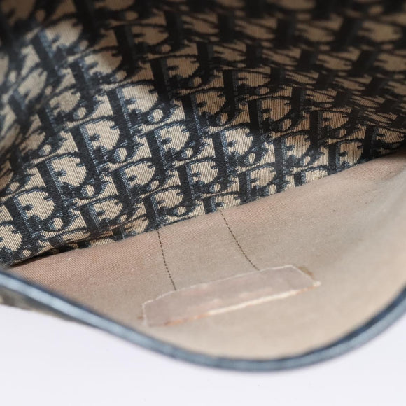 Christian Dior Trotter Canvas Shoulder Bag Navy Silver Auth 130959