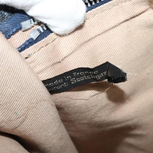 Christian Dior Trotter Canvas Shoulder Bag Navy Silver Auth 130959