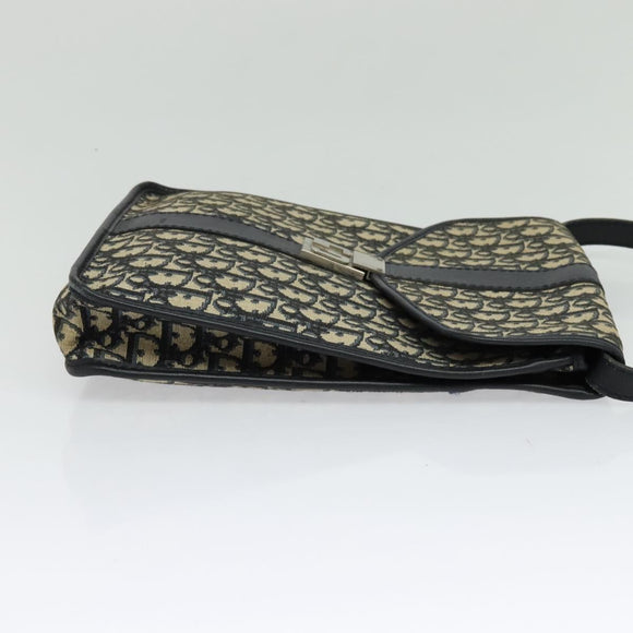 Christian Dior Trotter Canvas Shoulder Bag Navy Silver Auth 130959