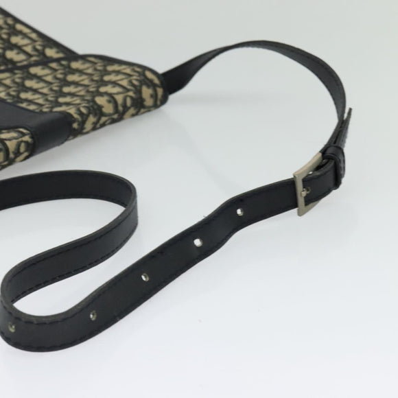 Christian Dior Trotter Canvas Shoulder Bag Navy Silver Auth 130959