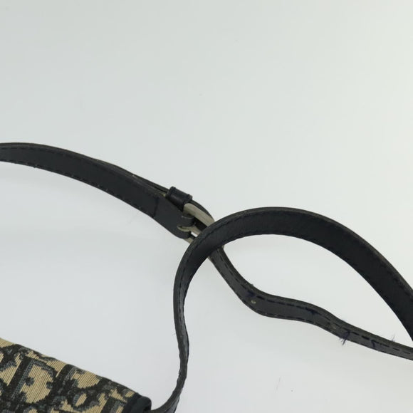 Christian Dior Trotter Canvas Shoulder Bag Navy Silver Auth 130959