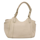 Salvatore Ferragamo Chain Tote Bag Leather Ivory Gold Auth 130960-1