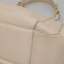 Salvatore Ferragamo Chain Tote Bag Leather Ivory Gold Auth 130960-9