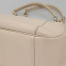 Salvatore Ferragamo Chain Tote Bag Leather Ivory Gold Auth 130960-15