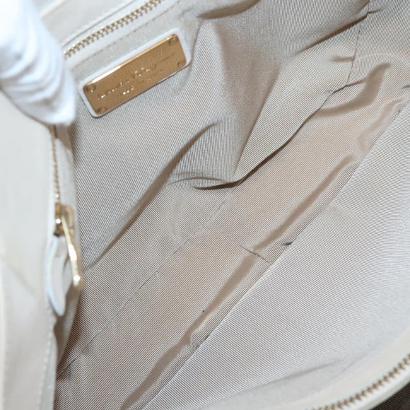 Salvatore Ferragamo Chain Tote Bag Leather Ivory Gold Auth 130960