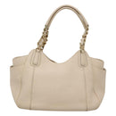 Salvatore Ferragamo Chain Tote Bag Leather Ivory Gold Auth 130960-13