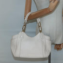 Salvatore Ferragamo Chain Tote Bag Leather Ivory Gold Auth 130960-22
