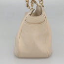Salvatore Ferragamo Chain Tote Bag Leather Ivory Gold Auth 130960-3