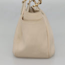 Salvatore Ferragamo Chain Tote Bag Leather Ivory Gold Auth 130960-4