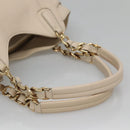 Salvatore Ferragamo Chain Tote Bag Leather Ivory Gold Auth 130960-7