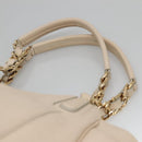 Salvatore Ferragamo Chain Tote Bag Leather Ivory Gold Auth 130960-8