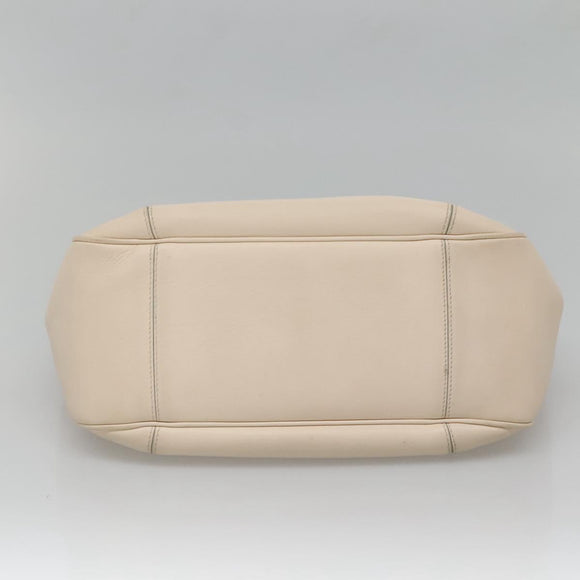 Salvatore Ferragamo Chain Tote Bag Leather Ivory Gold Auth 130960