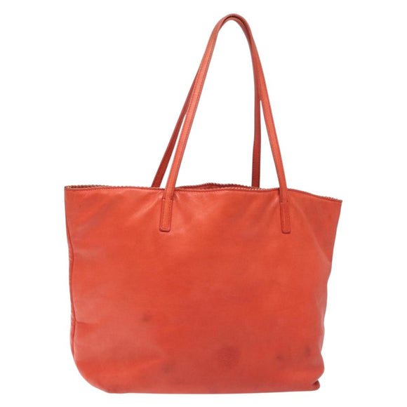 LOEWE Anagram Tote Bag Leather Orange Gold Auth 130963