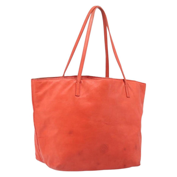 LOEWE Anagram Tote Bag Leer Oranje Goud Auth 130963