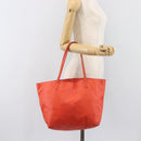 LOEWE Anagram Tote Bag Leer Oranje Goud Auth 130963-24