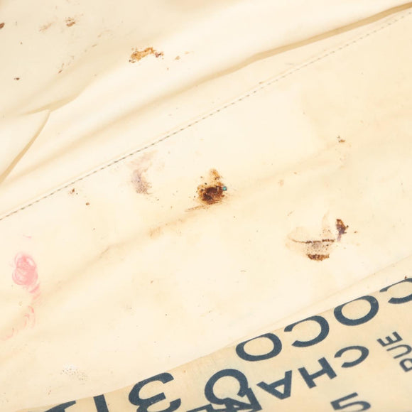 CHANEL Chain Bysy Line Tote Bag Canvas Plastic White clear CC Auth 130966