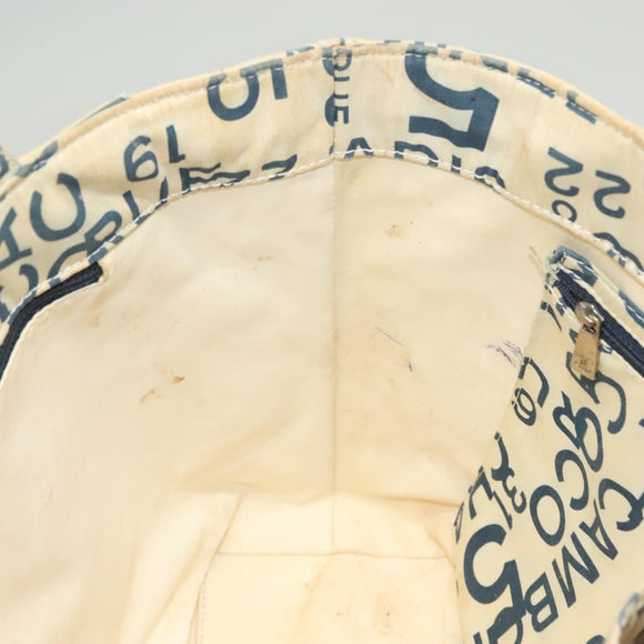 CHANEL Chain Bysy Line Tote Bag Canvas Plastic White clear CC Auth 130966