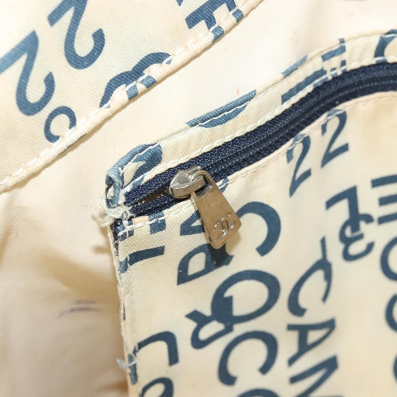 CHANEL Chain Bysy Line Tote Bag Canvas Plastic White clear CC Auth 130966