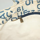 CHANEL Chain Bysy Line Tote Bag Canvas Plastic White clear CC Auth 130966-23