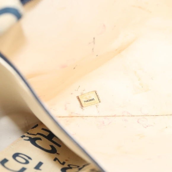 CHANEL Chain Bysy Line Tote Bag Canvas Plastic White clear CC Auth 130966