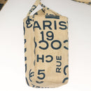 CHANEL Chain Bysy Line Tote Bag Canvas Plastic White clear CC Auth 130966-26