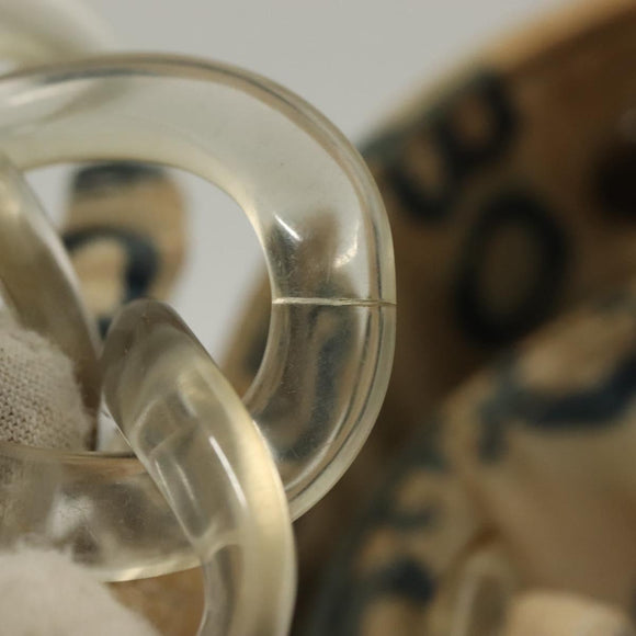 CHANEL Chain Bysy Line Tote Bag Canvas Plastic White clear CC Auth 130966