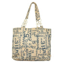 CHANEL Chain Bysy Line Tote Bag Canvas Plastic White clear CC Auth 130966-2