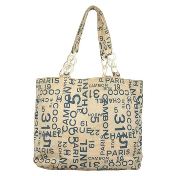 CHANEL Chain Bysy Line Tote Bag Canvas Plastic White clear CC Auth 130966 - 0