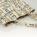 CHANEL Chain Bysy Line Tote Bag Canvas Plastic White clear CC Auth 130966-6