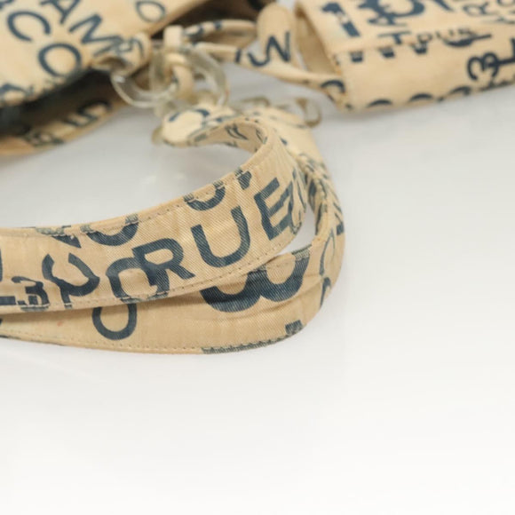 CHANEL Chain Bysy Line Tote Bag Canvas Plastic White clear CC Auth 130966